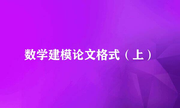 数学建模论文格式（上）