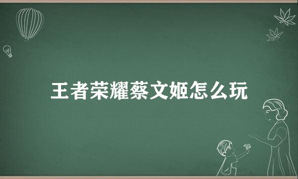 王者荣耀蔡文姬怎么玩