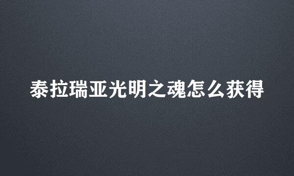 泰拉瑞亚光明之魂怎么获得
