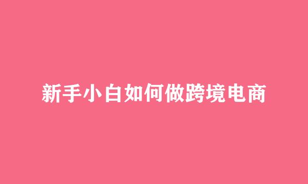 新手小白如何做跨境电商