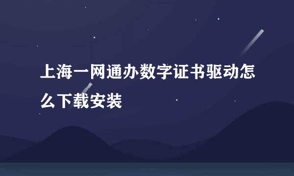 上海一网通办数字证书驱动怎么下载安装