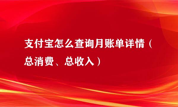 支付宝怎么查询月账单详情（总消费、总收入）
