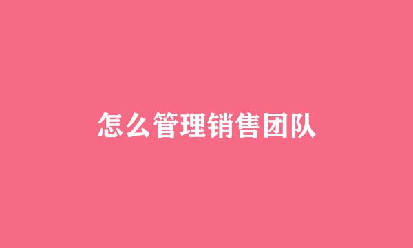 怎么管理销售团队