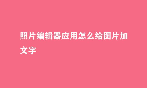 照片编辑器应用怎么给图片加文字