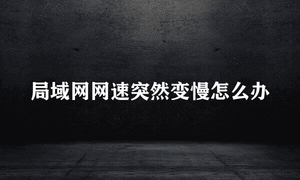 局域网网速突然变慢怎么办