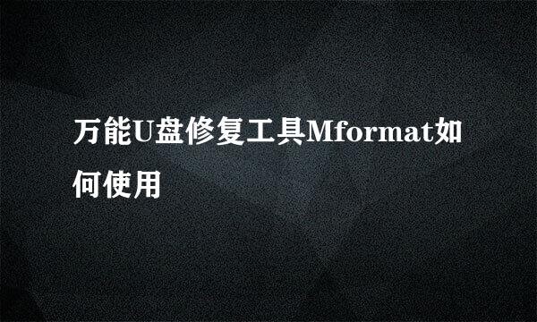 万能U盘修复工具Mformat如何使用