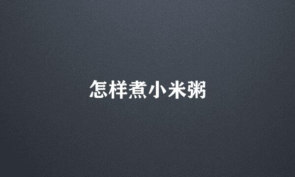 怎样煮小米粥