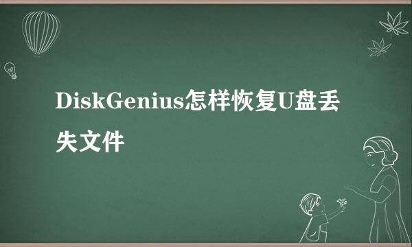 DiskGenius怎样恢复U盘丢失文件