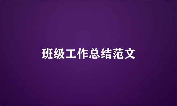 班级工作总结范文