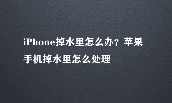 iPhone掉水里怎么办？苹果手机掉水里怎么处理