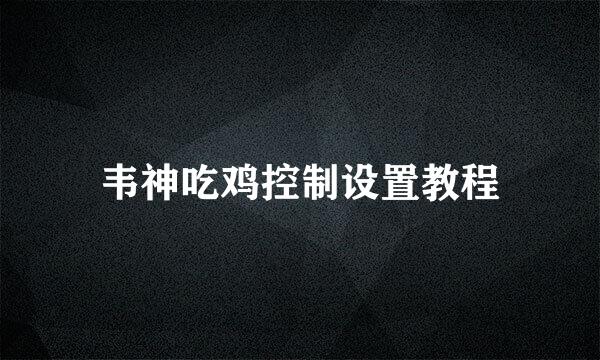 韦神吃鸡控制设置教程