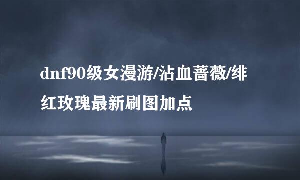 dnf90级女漫游/沾血蔷薇/绯红玫瑰最新刷图加点