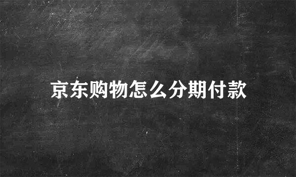 京东购物怎么分期付款
