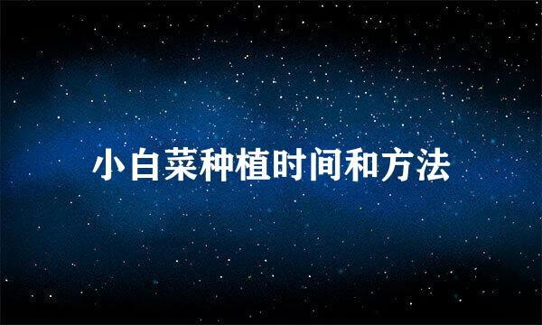 小白菜种植时间和方法