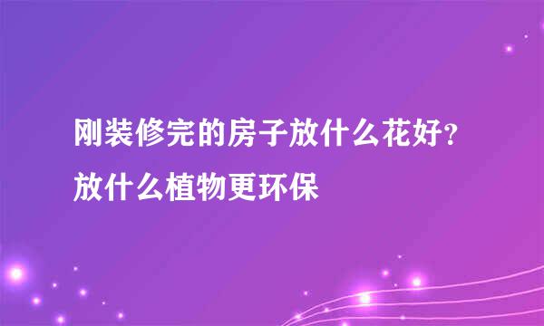 刚装修完的房子放什么花好？放什么植物更环保