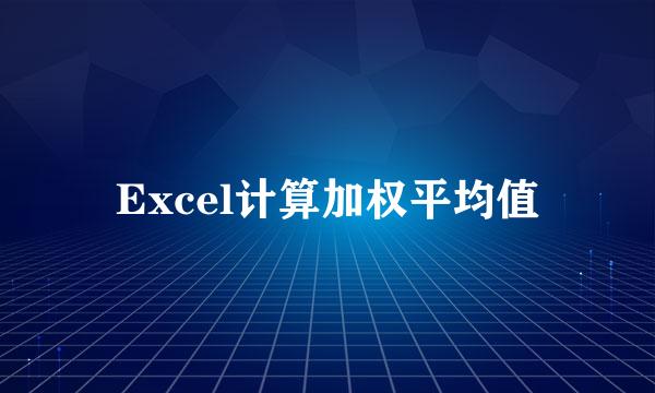 Excel计算加权平均值