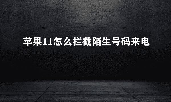 苹果11怎么拦截陌生号码来电