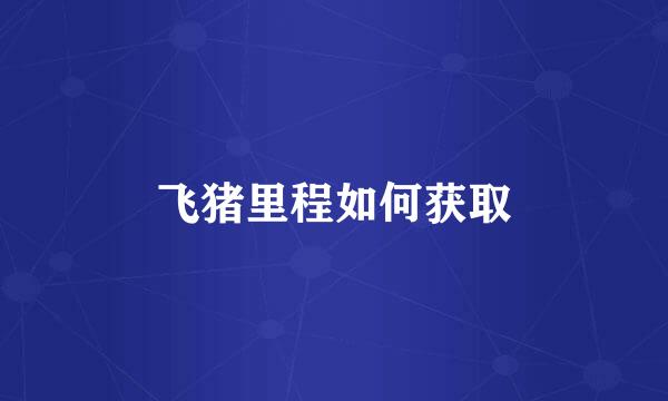 飞猪里程如何获取