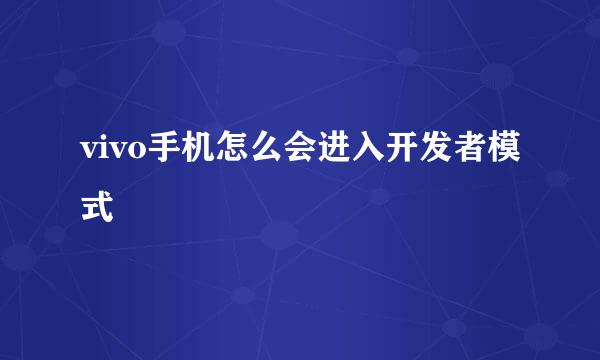 vivo手机怎么会进入开发者模式