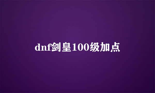dnf剑皇100级加点
