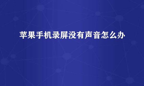 苹果手机录屏没有声音怎么办