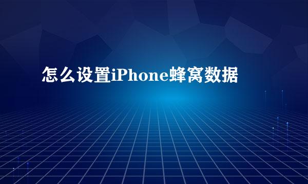 怎么设置iPhone蜂窝数据