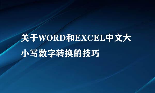 关于WORD和EXCEL中文大小写数字转换的技巧