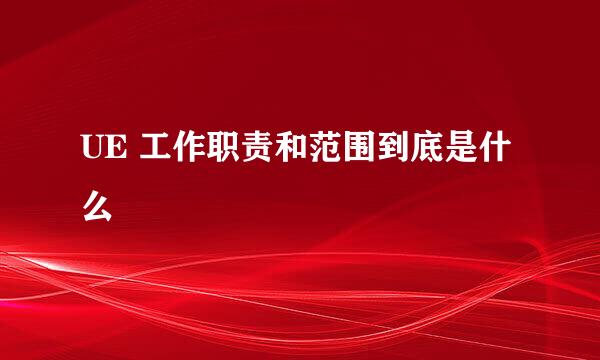 UE 工作职责和范围到底是什么