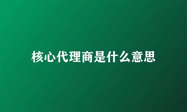 核心代理商是什么意思