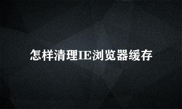 怎样清理IE浏览器缓存