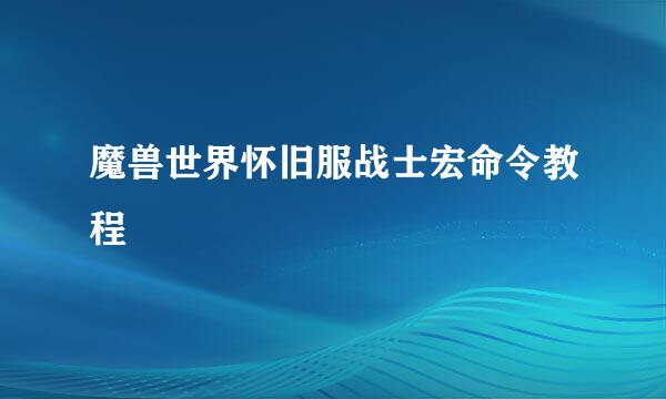 魔兽世界怀旧服战士宏命令教程