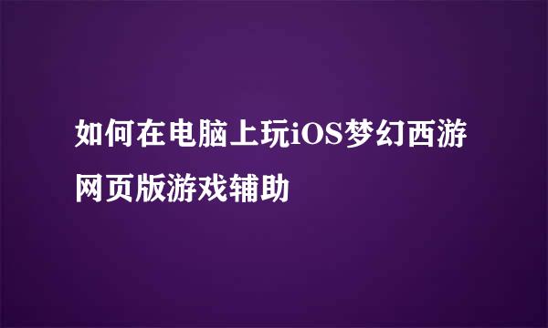 如何在电脑上玩iOS梦幻西游网页版游戏辅助