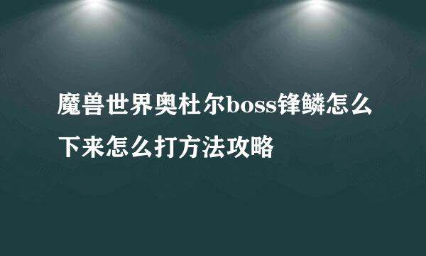 魔兽世界奥杜尔boss锋鳞怎么下来怎么打方法攻略