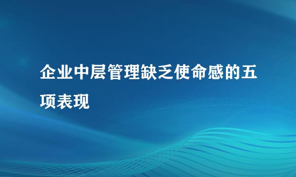 企业中层管理缺乏使命感的五项表现