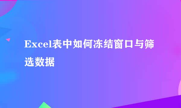 Excel表中如何冻结窗口与筛选数据