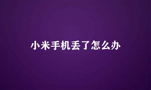 小米手机丢了怎么办