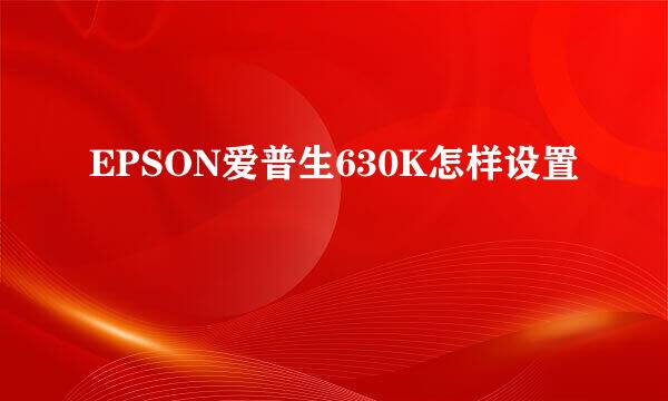 EPSON爱普生630K怎样设置