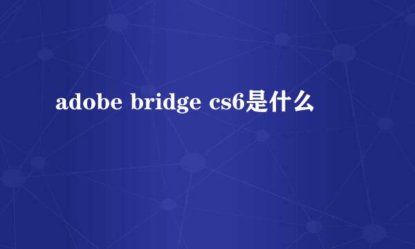 adobe bridge cs6是什么