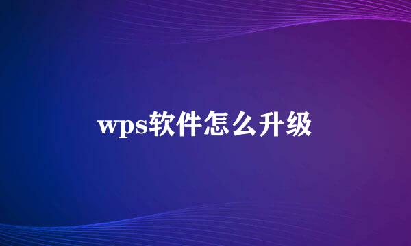 wps软件怎么升级