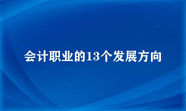 会计职业的13个发展方向