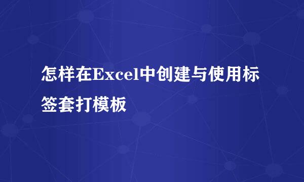 怎样在Excel中创建与使用标签套打模板