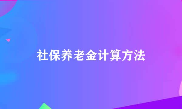 社保养老金计算方法