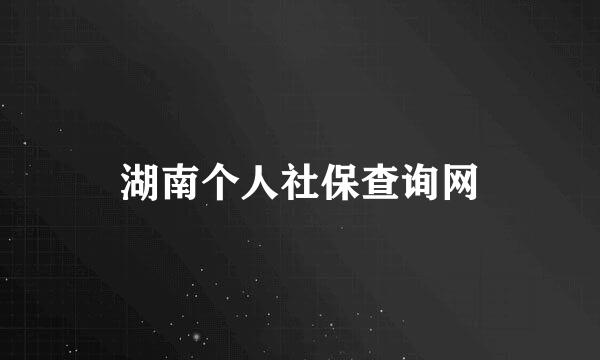 湖南个人社保查询网
