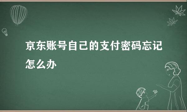 京东账号自己的支付密码忘记怎么办