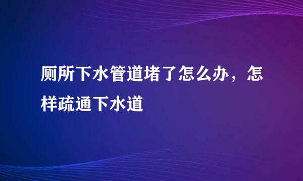 厕所下水管道堵了怎么办，怎样疏通下水道