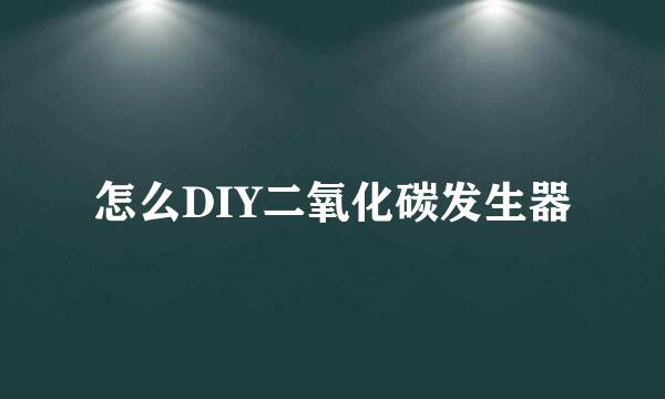 怎么DIY二氧化碳发生器