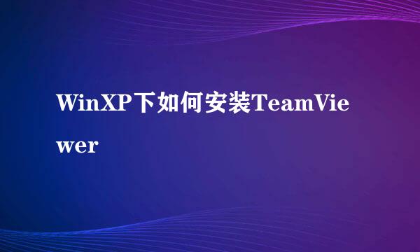 WinXP下如何安装TeamViewer