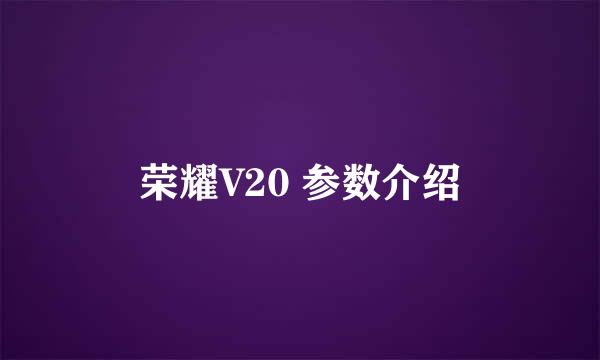荣耀V20 参数介绍