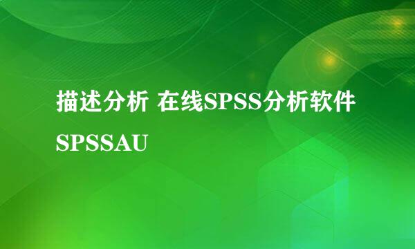 描述分析 在线SPSS分析软件 SPSSAU