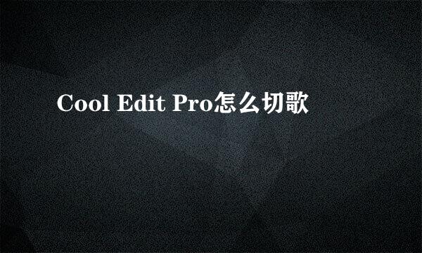 Cool Edit Pro怎么切歌